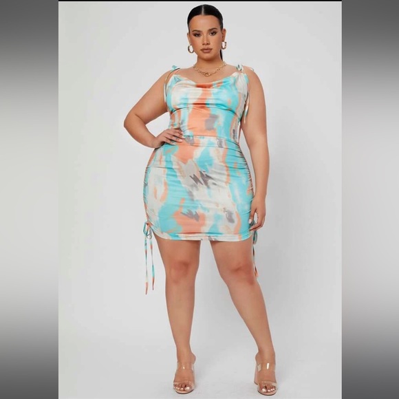 Tye dye cowl neck body con dress NWOT - Picture 4 of 6